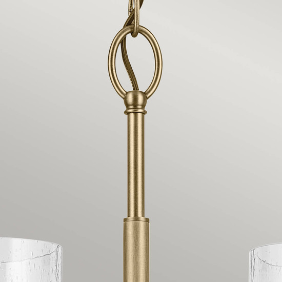 Elstead Winslow Kronleuchter E27 5-fach Naturmessing Glas mit Luftbläschen