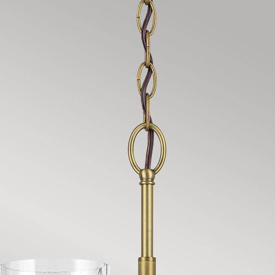 Elstead Winslow Kronleuchter E27 6-fach Naturmessing Glas mit Luftbläschen