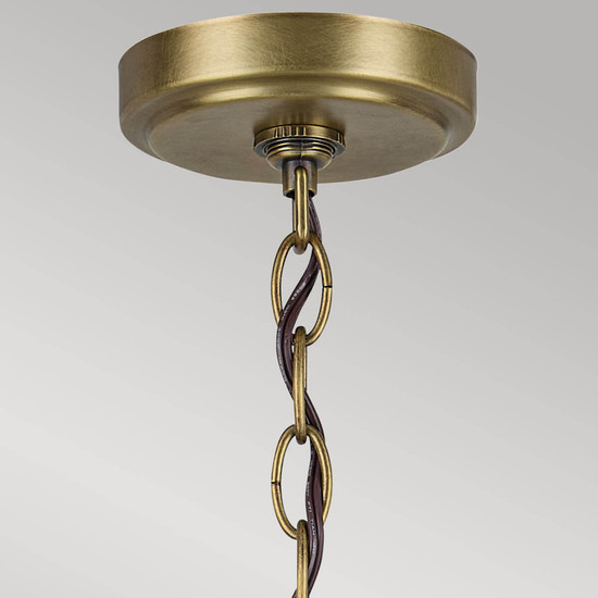 Elstead Winslow Kronleuchter E27 6-fach Naturmessing Glas mit Luftbläschen