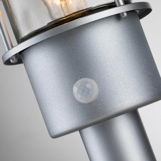 Elstead Klampenborg Außen-Stehleuchte Sensor E27 32cm Silber IP44