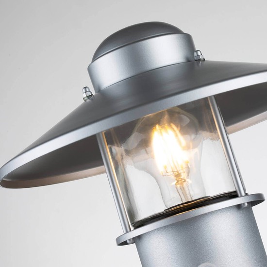 Elstead Klampenborg Außen-Stehleuchte Sensor E27 32cm Silber IP44