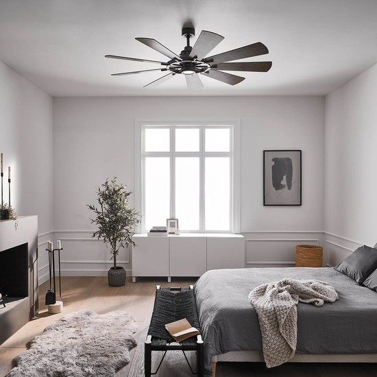 Elstead Gentry leiser Deckenventilator mit LED Licht Ø165cm DC-Motor Holz + Fernbedienung