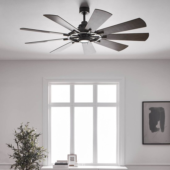 Elstead Gentry leiser Deckenventilator mit LED Licht Ø165cm DC-Motor Holz + Fernbedienung