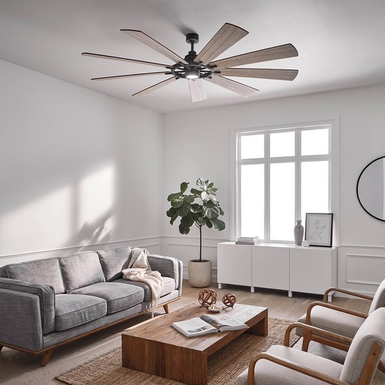 Elstead Gentry XL leiser Deckenventilator mit LED Licht Ø216cm DC-Motor Holz + Fernbedienung