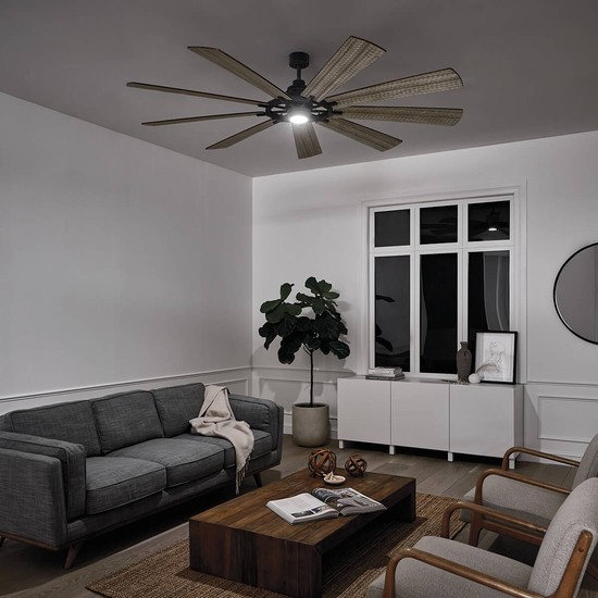 Elstead Gentry XL leiser Deckenventilator mit LED Licht Ø216cm DC-Motor Holz + Fernbedienung