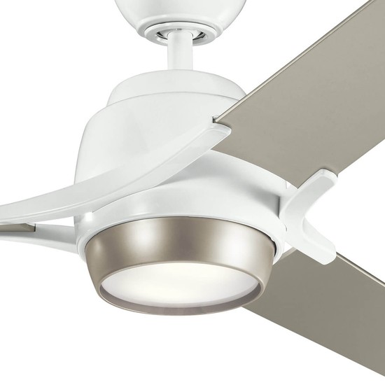 Elstead Zeus leiser Deckenventilator mit LED Licht Ø152cm Holz + Fernbedienung Silber, weiß
