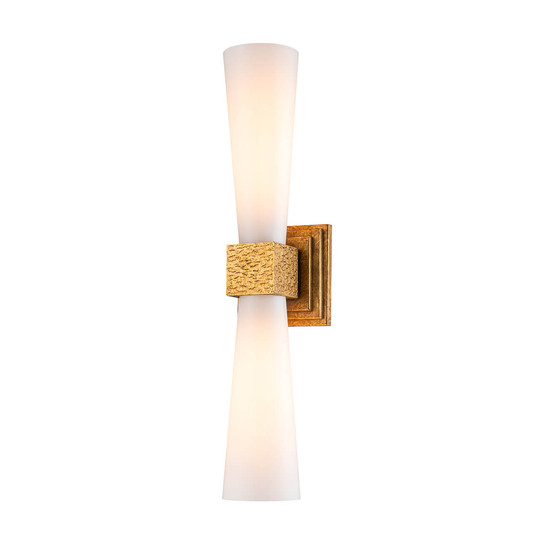 Elstead Kristy Wandleuchte G9 2-fach Gebeiztes Gold Opal IP44
