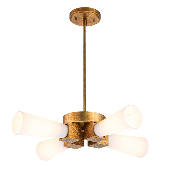 Elstead Kristy Deckenleuchte E27 4-fach Gebeiztes Gold Opal