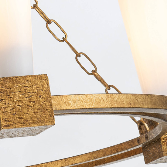 Elstead Kristy Kronleuchter E27 4-fach Gebeiztes Gold Opal