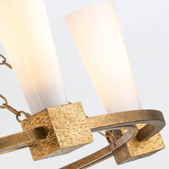 Elstead Kristy Kronleuchter E27 5-fach Gebeiztes Gold Opal
