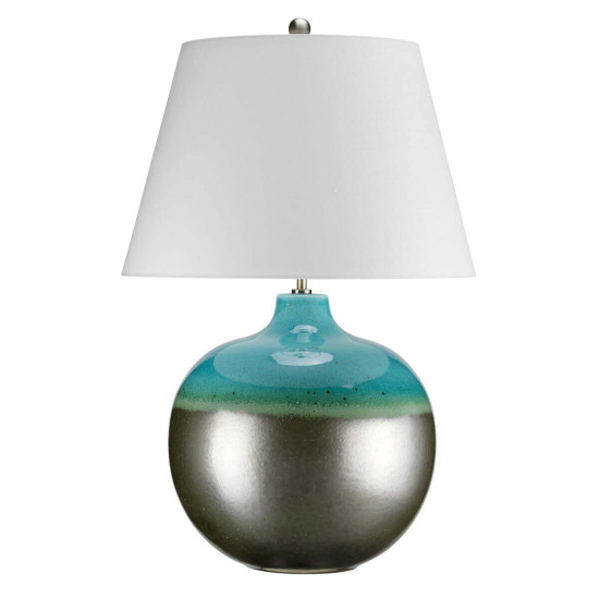 Elstead Laguna Tischleuchte E27 71cm Türkis und Graphitglasur Weiß, Made in UK