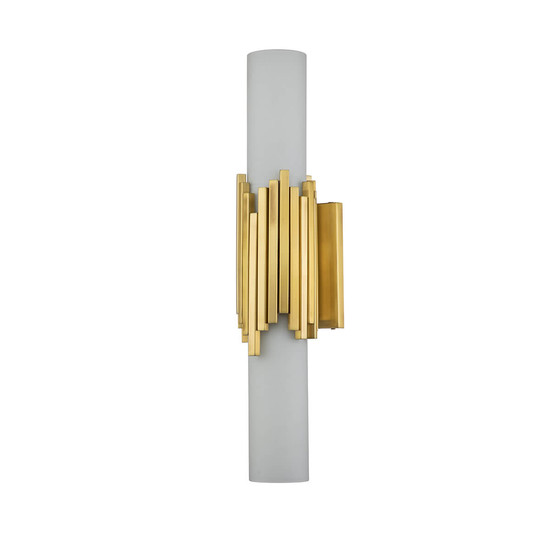 Elstead Marvele Wandleuchte G9 2-fach Gealtertes Messing Opal IP44
