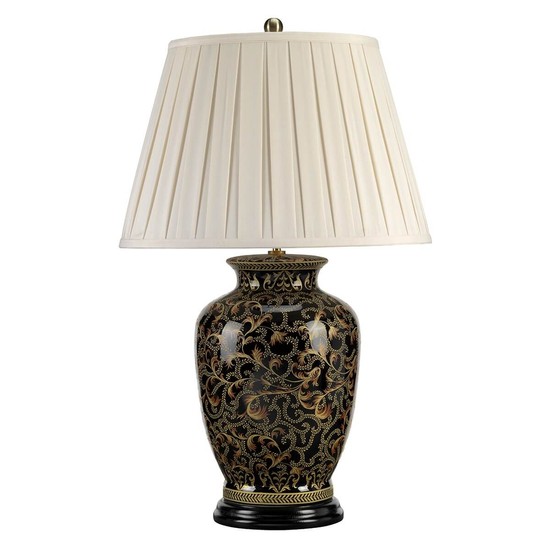Elstead Morris Tischleuchte E27 73cm Gold und Schwarz Creme, Made in UK