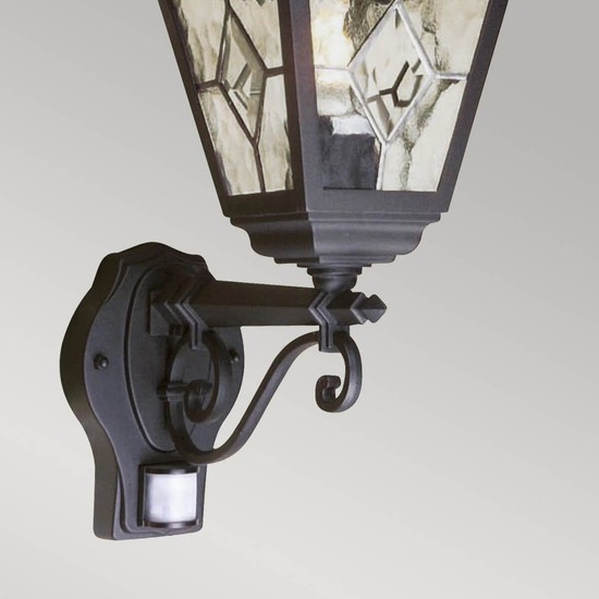 Elstead Norfolk Außen-Wandleuchte Sensor E27 47cm Schwarz IP43
