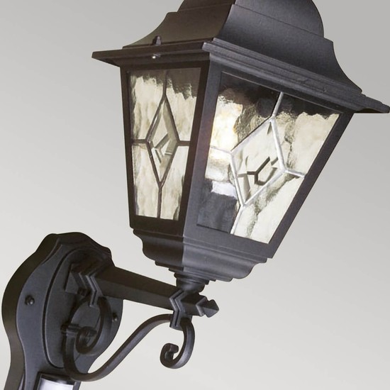 Elstead Norfolk Außen-Wandleuchte Sensor E27 47cm Schwarz IP43