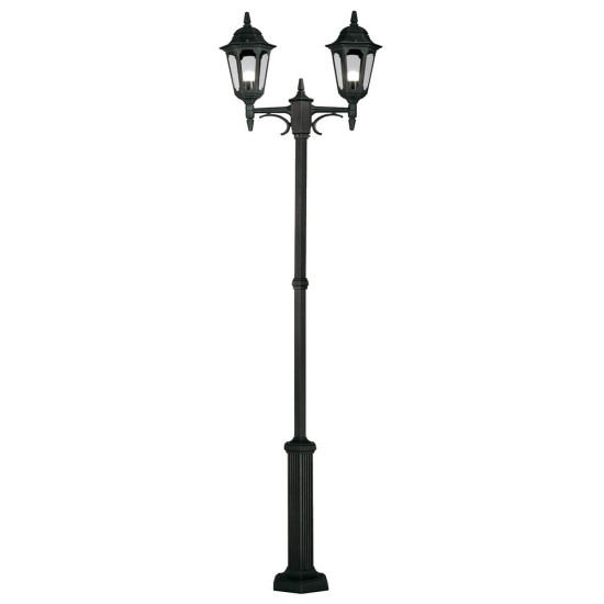 Elstead Parish Außen-Stehleuchte E27 2-fach 228cm Schwarz IP44, Made in UK
