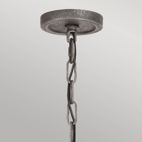 Elstead Angelo Kronleuchter E27 6-fach Verwitterte Eiche, schiefergraues Metall Klar