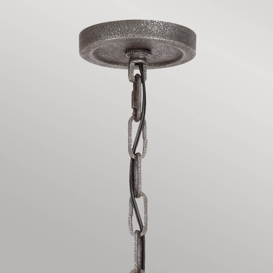 Elstead Angelo Kronleuchter E27 9-fach Verwitterte Eiche, schiefergraues Metall Klar