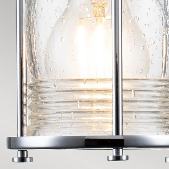 Elstead Ashland Bay Wandleuchte E27 Poliertes Chrom Klar gerippt IP44