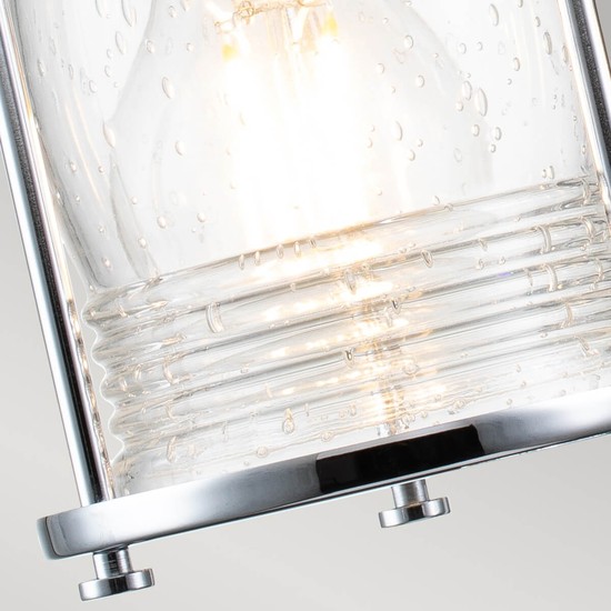 Elstead Ashland Bay Wandleuchte E27 2-fach Poliertes Chrom Klar gerippt IP44