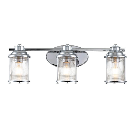 Elstead Ashland Bay Wandleuchte E27 3-fach Poliertes Chrom Klar gerippt IP44