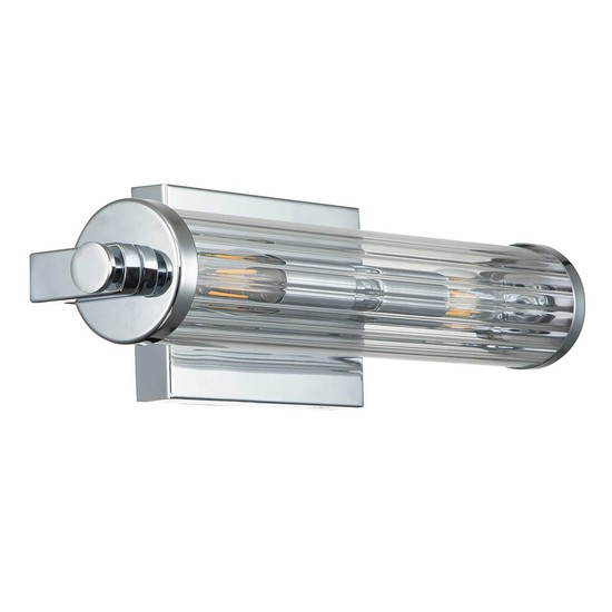 Elstead Azores Wandleuchte E14 2-fach Poliertes Chrom Klar geriffelt IP44
