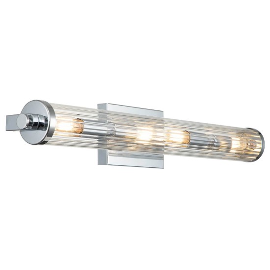 Elstead Azores Wandleuchte E14 4-fach Poliertes Chrom Klar geriffelt IP44