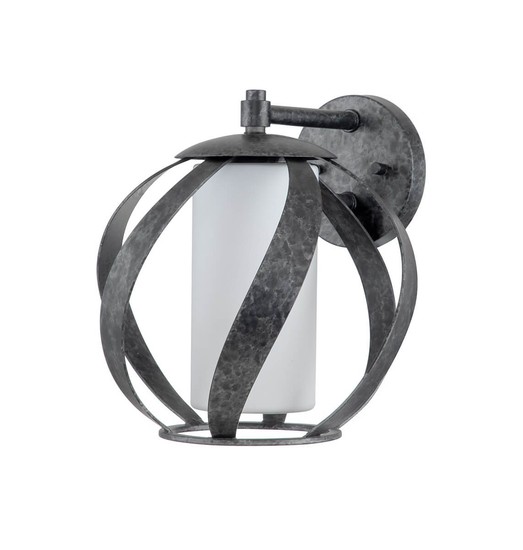 Elstead Blacksmith Wandleuchte E27 Altschwarz Opal geätzt IP44