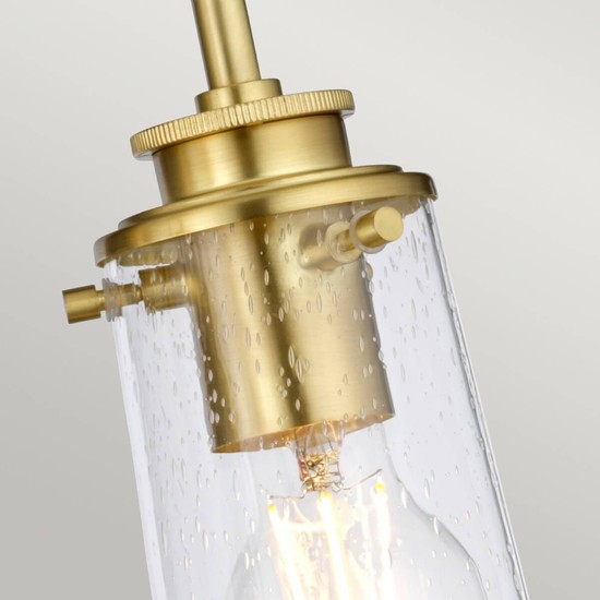 Elstead Braelyn Wandleuchte E27 3-fach Gebürstetes Messing Klar IP44