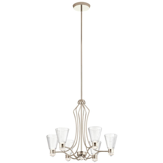 Elstead Kayva LED Kronleuchter 64cm Poliertes Nickel Klar facettiert IP44