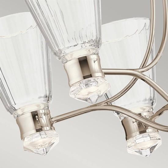 Elstead Kayva LED Kronleuchter 64cm Poliertes Nickel Klar facettiert IP44