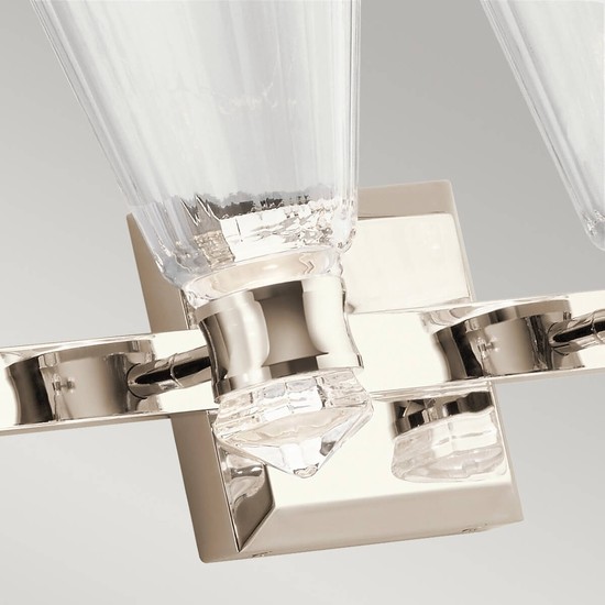 Elstead Kayva LED Wandleuchte 4-fach Poliertes Nickel Klar facettiert IP44