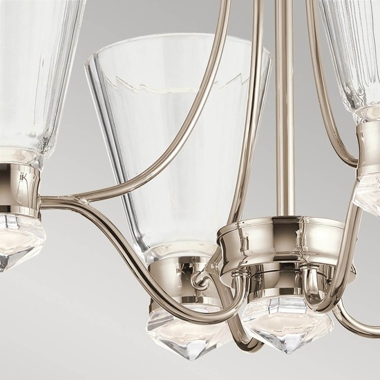 Elstead Kayva LED Kronleuchter 51cm Poliertes Nickel Klar facettiert IP44