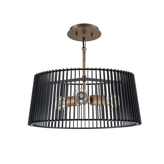 Elstead Linara Pendelleuchte E27 Schwarz und Naturmessing