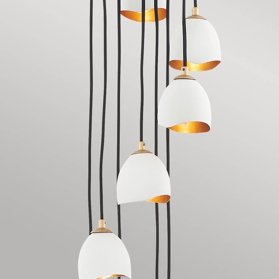 Elstead Nula Hängeleuchte E14 12-fach Muschelweiß und Luxe-Gold Weiß-goldfarben innen