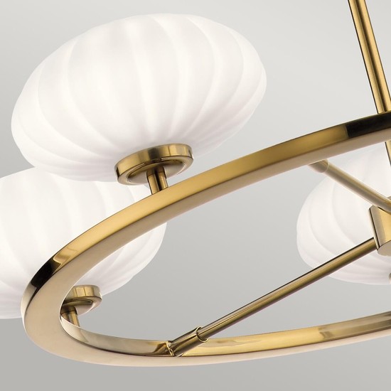 Elstead Pim LED Kronleuchter G9 5-fach Fuchs-Gold Satinierter, ummantelter Opal IP44