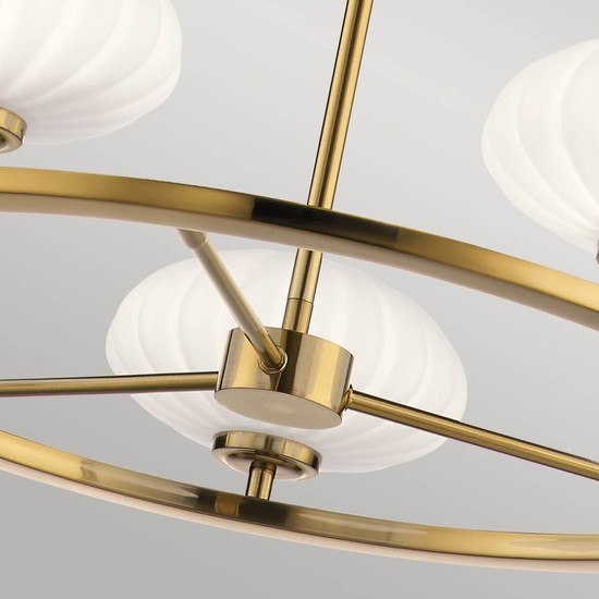 Elstead Pim LED Kronleuchter G9 5-fach Fuchs-Gold Satinierter, ummantelter Opal IP44