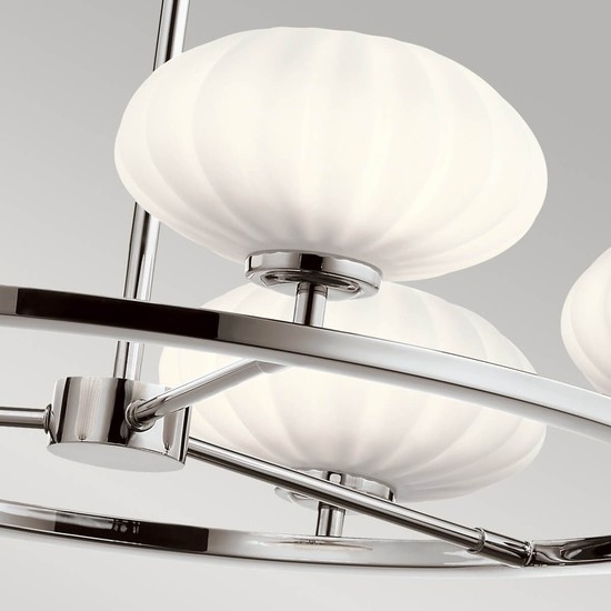 Elstead Pim LED Kronleuchter G9 5-fach Poliertes Chrom Satinierter, ummantelter Opal IP44