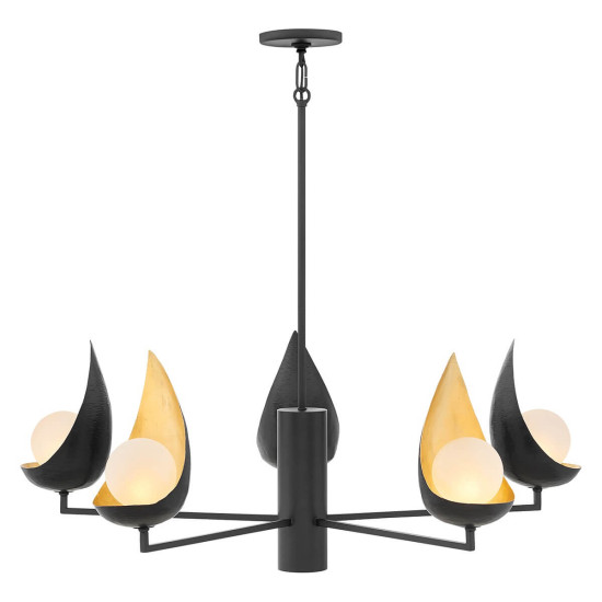 Elstead Ren LED Kronleuchter G9 5-fach Mattes Schwarz und Gold