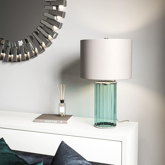 Elstead Reno Tischleuchte E27 Poliertes Nickel Origami