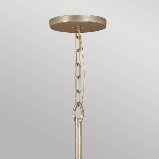 Elstead Reverie Hängeleuchte E14 12-fach Champagner-Gold Kristallpaneele mit gehämmertem Edelstahl-Schirm