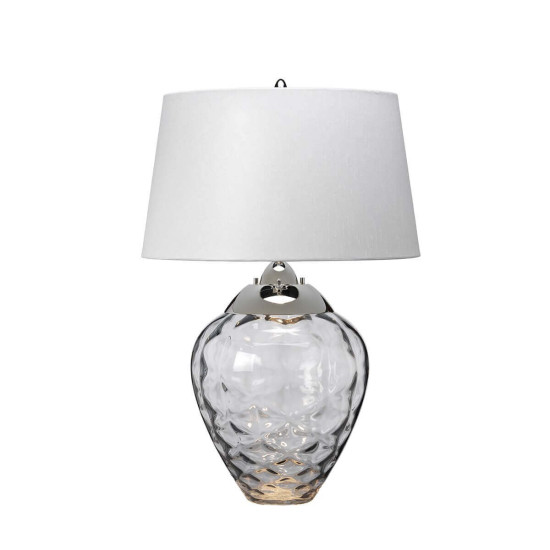 Elstead Samara Tischleuchte E27 72cm Poliertes Nickel Hepplewhite-hellgrau