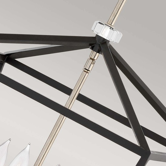 Elstead Stinson Hängeleuchte E14 4-fach 58cm Schwarz mit poliertem Nickel