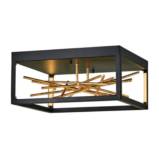 Elstead Styx LED Deckenleuchte 22cm Schwarz und vergoldetes Gold