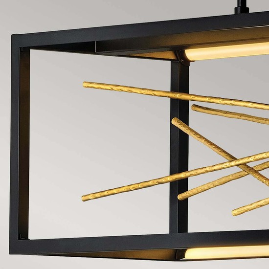 Elstead Styx LED Hängeleuchte 33cm Schwarz und vergoldetes Gold