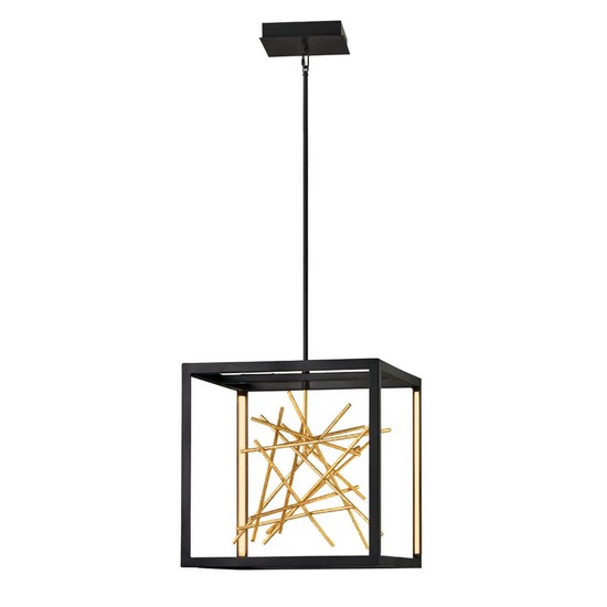 Elstead Styx LED Hängeleuchte 54cm Schwarz und vergoldetes Gold