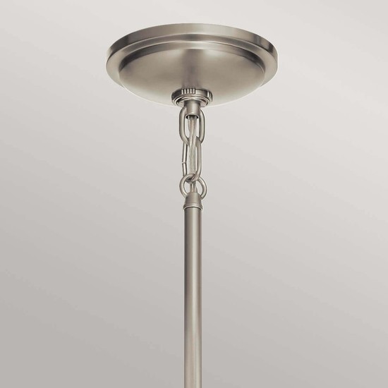 Elstead Tollis Hängeleuchte E27 32cm Gebürstetes Nickel und weiß Klar gerippt