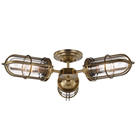 Elstead Urban Restoration Deckenleuchte E27 3-fach Dunkles Antikmessing Klar IP44