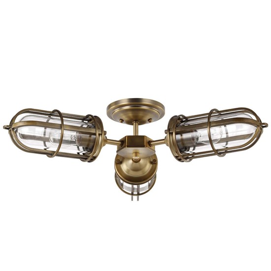 Elstead Urban Restoration Deckenleuchte E27 3-fach Dunkles Antikmessing Klar IP44