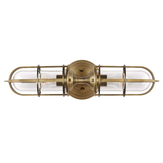 Elstead Urban Restoration Wandleuchte E27 2-fach Dunkles Antikmessing Klar IP44